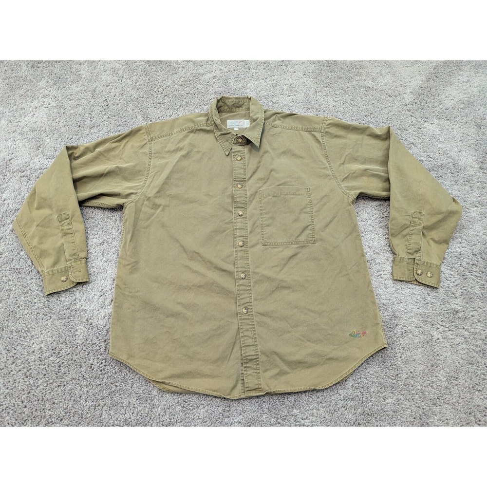 Vintage Greg Norman Button Up Shirt Mens Large Green‎ Golf Outdoor